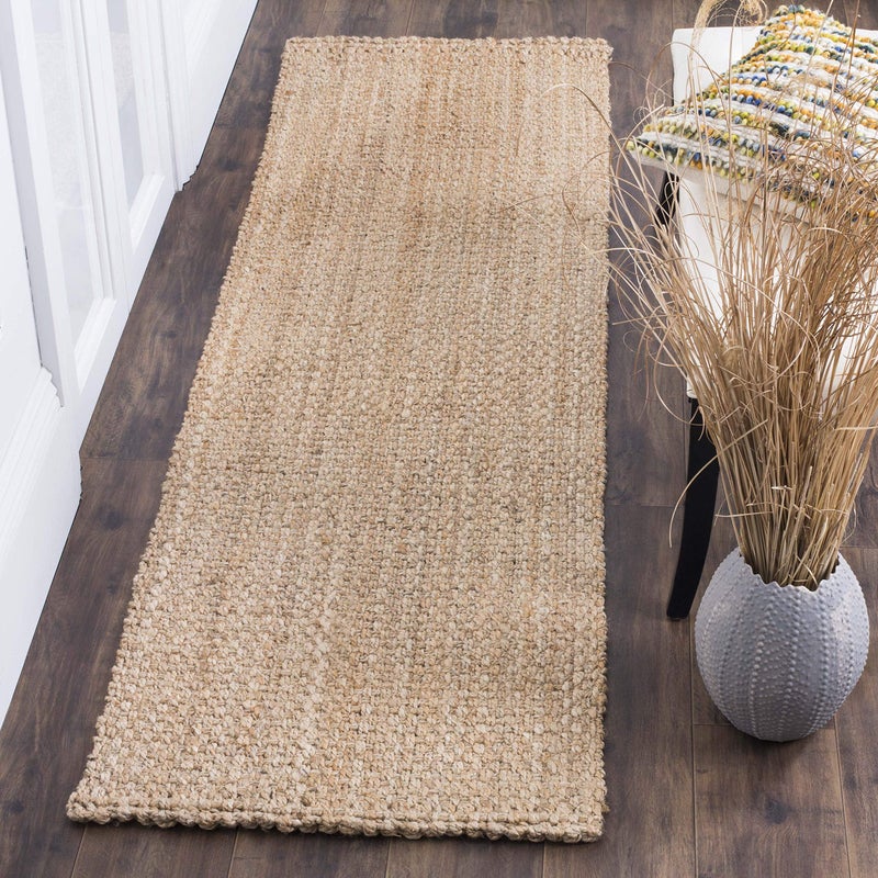 SAFAVIEH Natural Fiber Collection Runner Rug - 2'3" x 8', Natural Brown, Handmade Jute, Basketweave Design (NF401A) - Image 1